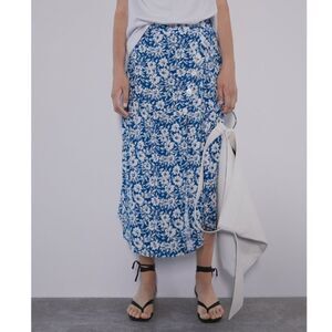 Zara Floral Print A-Line Midi Skirt